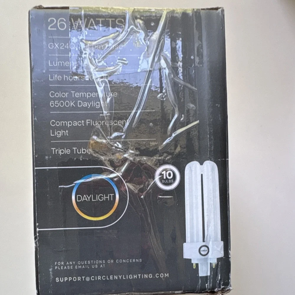Circle CV525-10 CFL Light Bulbs 26W GX24Q-3 4 Pin 6500K 1800 Lumens 10 Pack